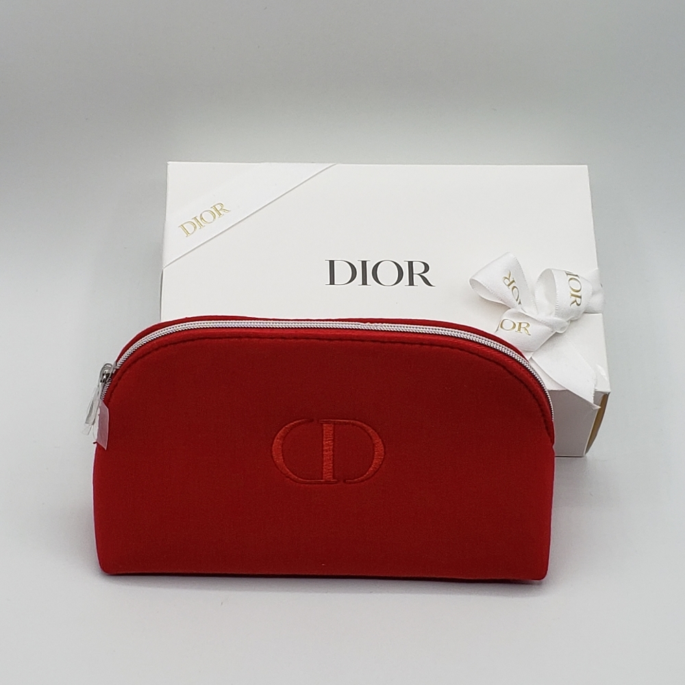 DIOR CD Logo Cosmetic Bag Red